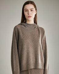 Loft Hooded Cashmere Sweater, Taupe