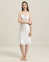 Silk Nightgown with Delicate Lace Details - DAISYSILK UK