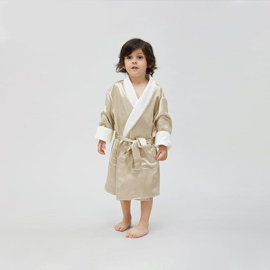 Kids Silk and Velvet Reversible Robe for Winter