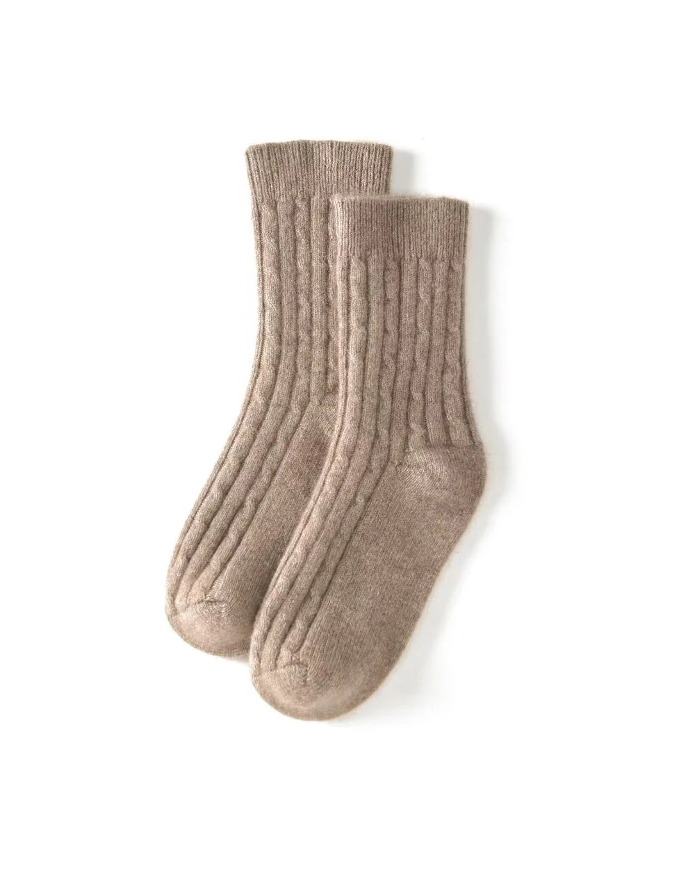Knit Cashmere Crew Socks, Brown