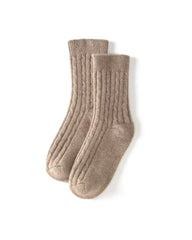 Knit Cashmere Crew Socks, Brown