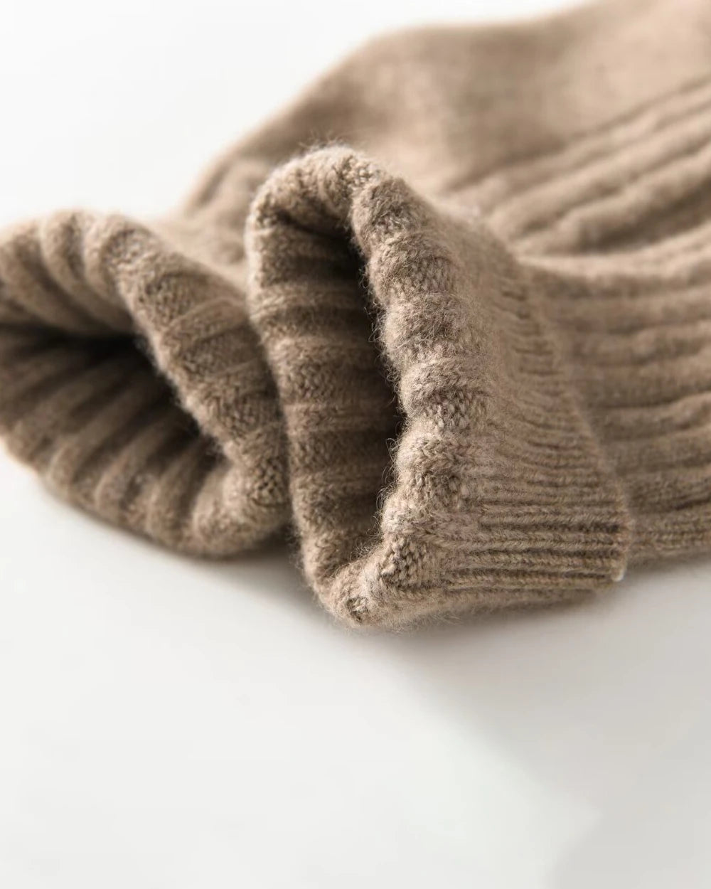 Knit Cashmere Crew Socks, Brown