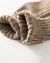 Knit Cashmere Crew Socks, Brown