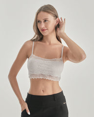 Knit Silk Bralette Square Neck Lace Crop Top