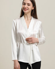 Long-Sleeved Silk Shirt With Belt