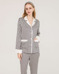 Houndstooth Silk Pajamas with Swarovski Buttons