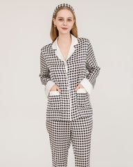 Houndstooth Silk Pajamas with Swarovski Buttons