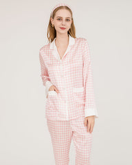 Houndstooth Silk Pajamas with Swarovski Buttons