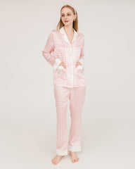 Houndstooth Silk Pajamas with Swarovski Buttons