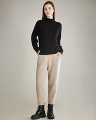Loose Casual Cashmere Pants, Beige