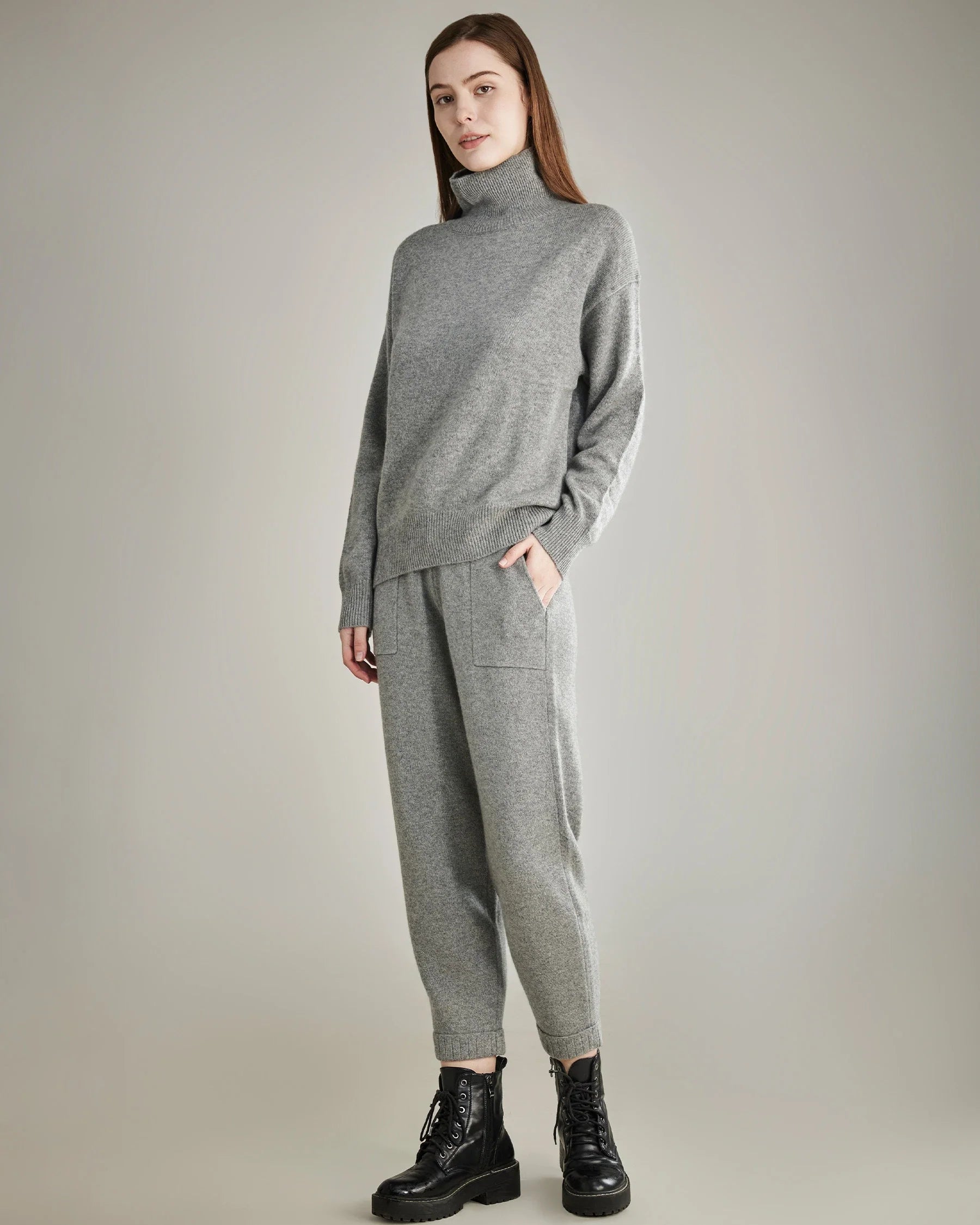 Loose Casual Cashmere Pants, Grey