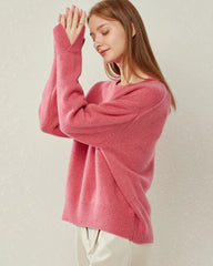 Loft Crew Neck Cashmere Sweater, Dark Pink