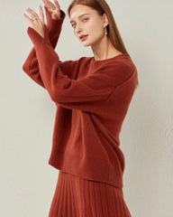 Loft Crew Neck Cashmere Sweater, Dark Red