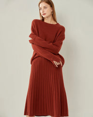 Loft Crew Neck Cashmere Sweater, Dark Red