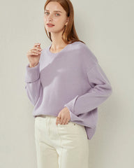 Loft Crew Neck Cashmere Sweater, Purple