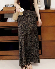 Leopard Silk Midi Skirt, Leopard Print