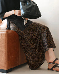 Leopard Silk Midi Skirt, Leopard Print