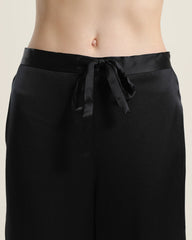 Luxury Silk Shirt Pajama Set, Black