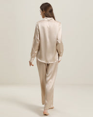 Luxury Silk Shirt Pajama Set, Champagne