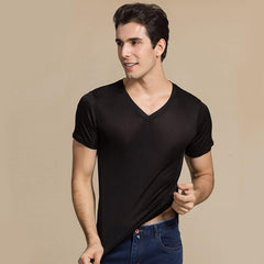 Men's Basic Style Silk Knit T-Shirt