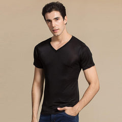 Men's Basic Style Silk Knit T-Shirt