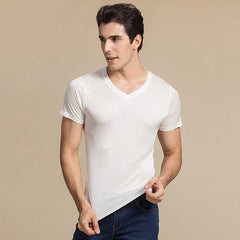 Men's Basic Style Silk Knit T-Shirt