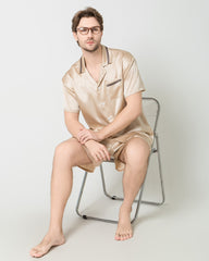 Men's Classic Silk Short Pajamas Set, Champagne