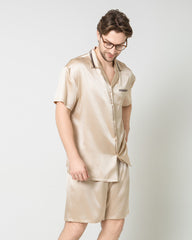 Men's Classic Silk Short Pajamas Set, Champagne