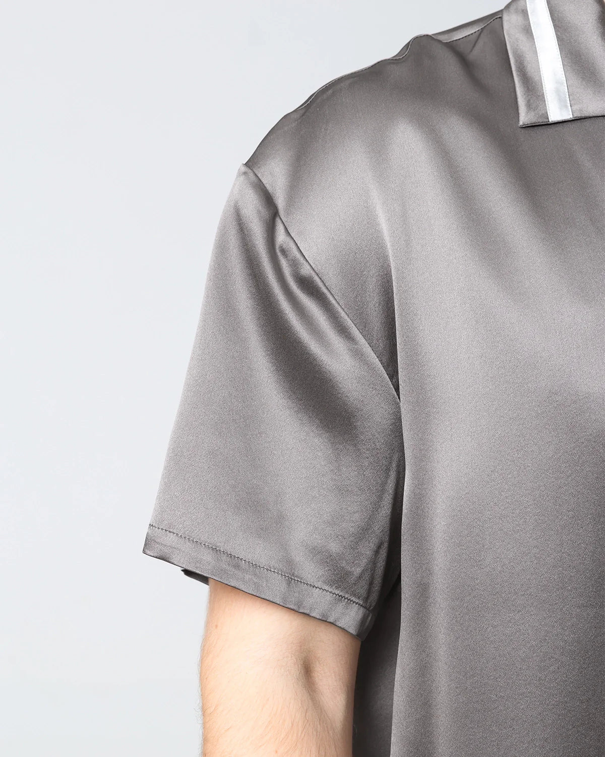 Men's Classic Silk Short Pajamas Set, Dark Grey