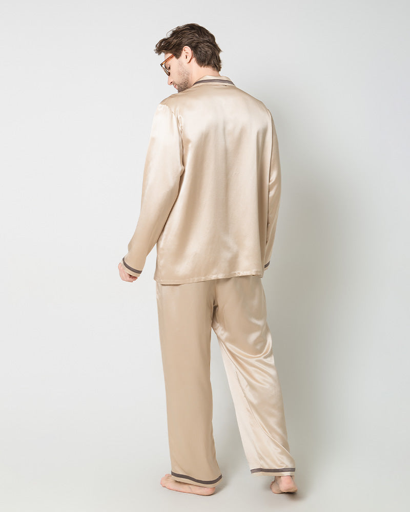 Men's Luxury Silk Loosen Pajamas, Champagne