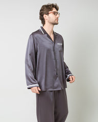 Men's Luxury Silk Pajamas, Charcoal Grey
