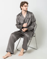 Men's Luxury Silk Pajamas, Dark Grey