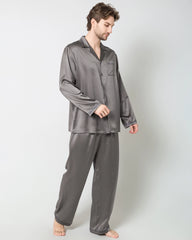 Men's Luxury Silk Pajamas, Dark Grey