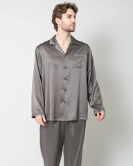 Men's Luxury Silk Pajamas, Dark Grey