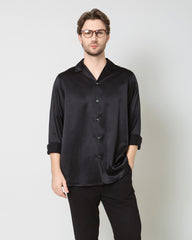 Men's Pure Silk Classic Business Shirt, Black