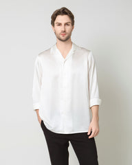Men's Pure Silk Classic Business Shirt, White