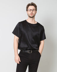 Men's Silk Casual Regular Soft T-Shirt, Black
