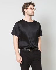 Men's Silk Casual Regular Soft T-Shirt, Black
