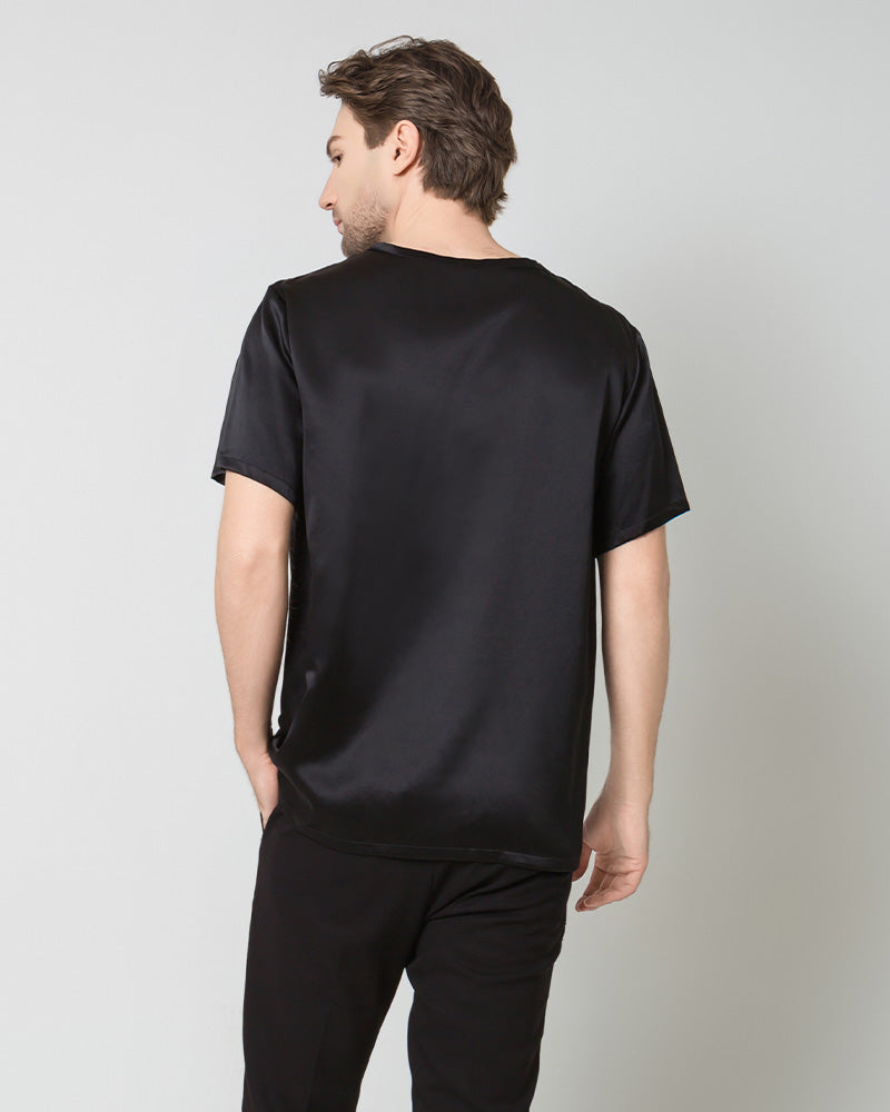 Men's Silk Casual Regular Soft T-Shirt, Black