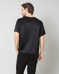 Men's Silk Casual Regular Soft T-Shirt, Black