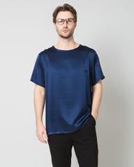 Men's Silk Casual Regular Soft T-Shirt, Navy