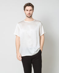 Men's Silk Casual Regular Soft T-Shirt, White