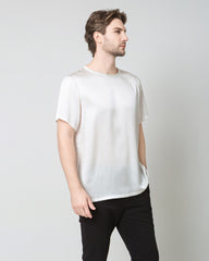 Men's Silk Casual Regular Soft T-Shirt, White