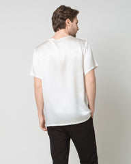 Men's Silk Casual Regular Soft T-Shirt, White