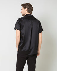 Men's Silk Short Sleeve Business Shirt, Black