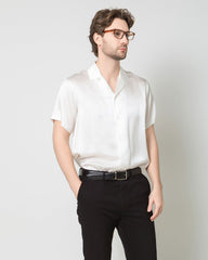 Men's Silk Short Sleeve Business Shirt, White