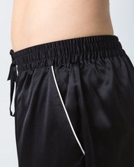 Men's Silk Contrast Piping Pajamas, Black