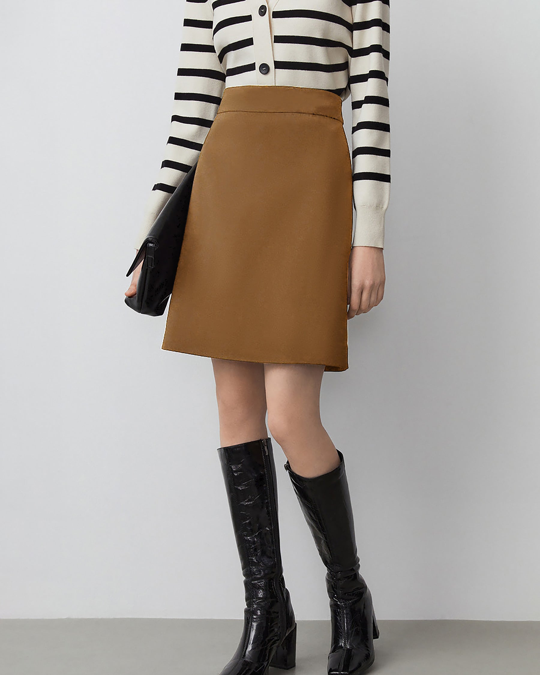 Women's A Line Wool Mini Skirt, Camel