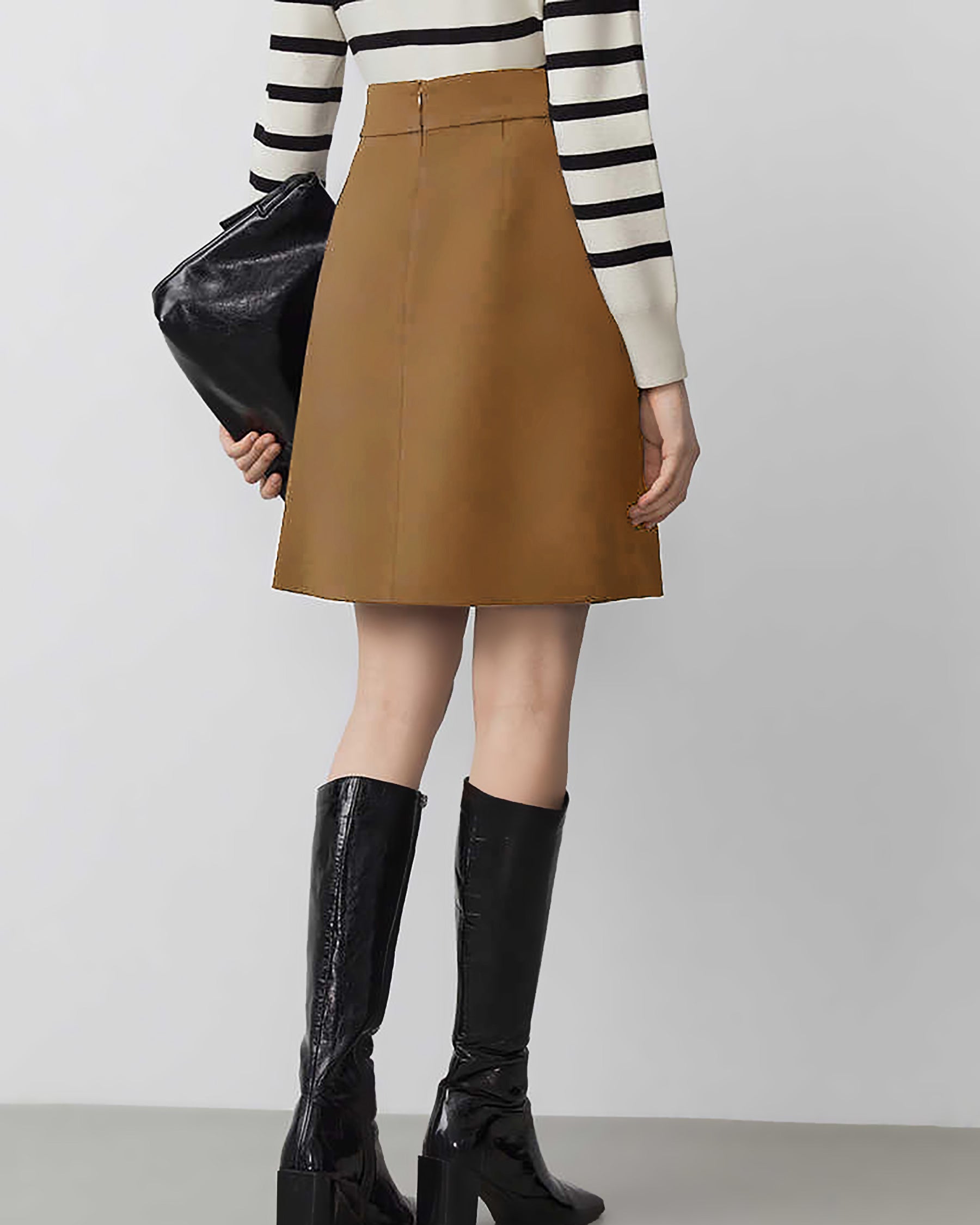 Women's A Line Wool Mini Skirt, Camel