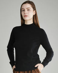 Mock Neck Cashmere Sweater, Black